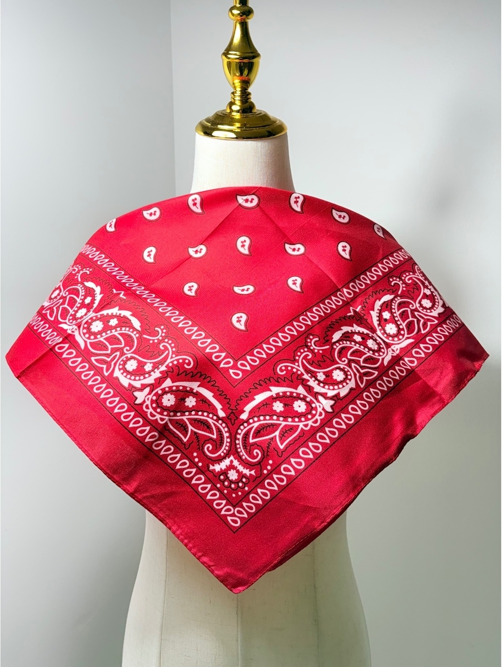 Red Paisley Bandana Scarf - Lightweight, Versatile Accessory for Women